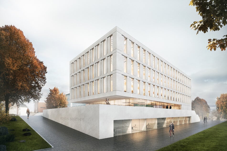 Diese Visualisierung zeigt, wie der Bibliotheks-Neubau einmal aussehen soll.