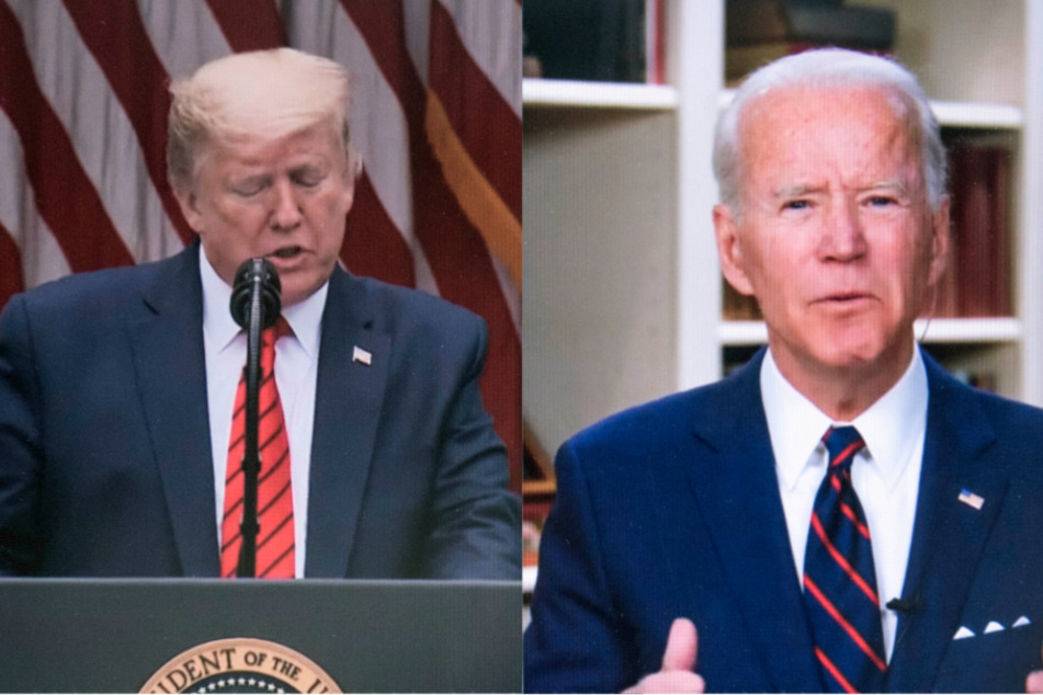 Joe Biden (r), designierter Kandidat der Demokraten, tritt am 3. November 2020 gegen den amtierenden US-Präsidenten Donald Trump an.