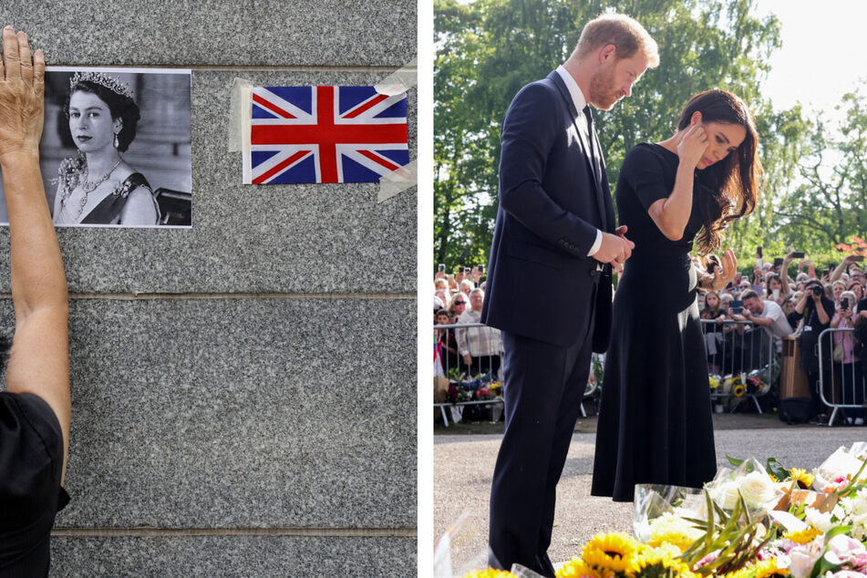Prince Harry and Meghan Markle paid tribute to Queen Elizabeth II along with the public over the weekend.