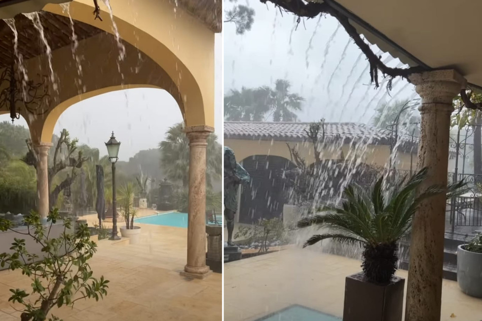 In Robert Geiss' (58) Instagram-Video ist zu sehen, wie das Wasser in Strömen von den Dächern in Saint-Tropez fließt. (Fotomontage)