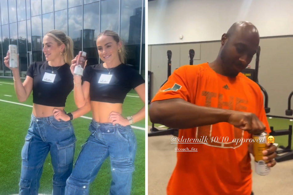 The Cavinder twins got their University of Miami basketball coach in on their new brand deal with Slate Milk!