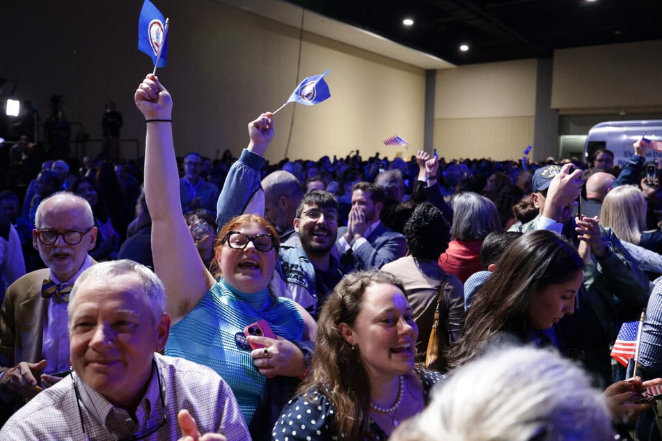 Supporters of Abigail Spanberger celebrated her projected victory on Tuesday night.