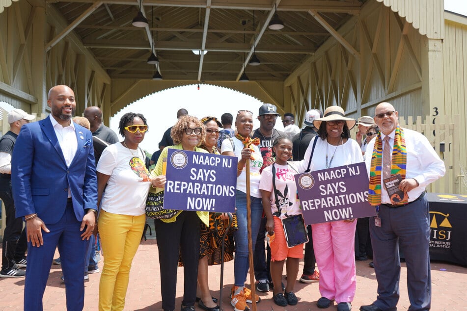Racial justice advocates gather for the launch of the New Jersey Reparations Council in Perth Amboy on Juneteenth 2023.