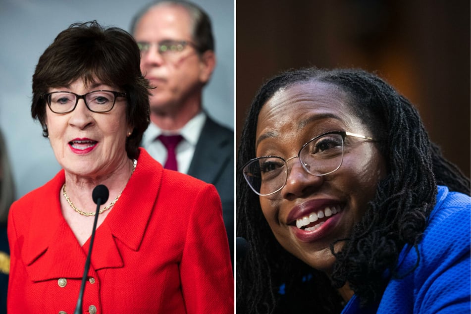 Republican Senator Susan Collins (l.) confirmed she will be voting for Ketanji Brown Jackson's confirmation to the Supreme Court.