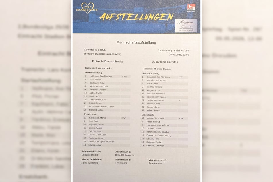 Die Aufstellungen für das heutige Spiel.