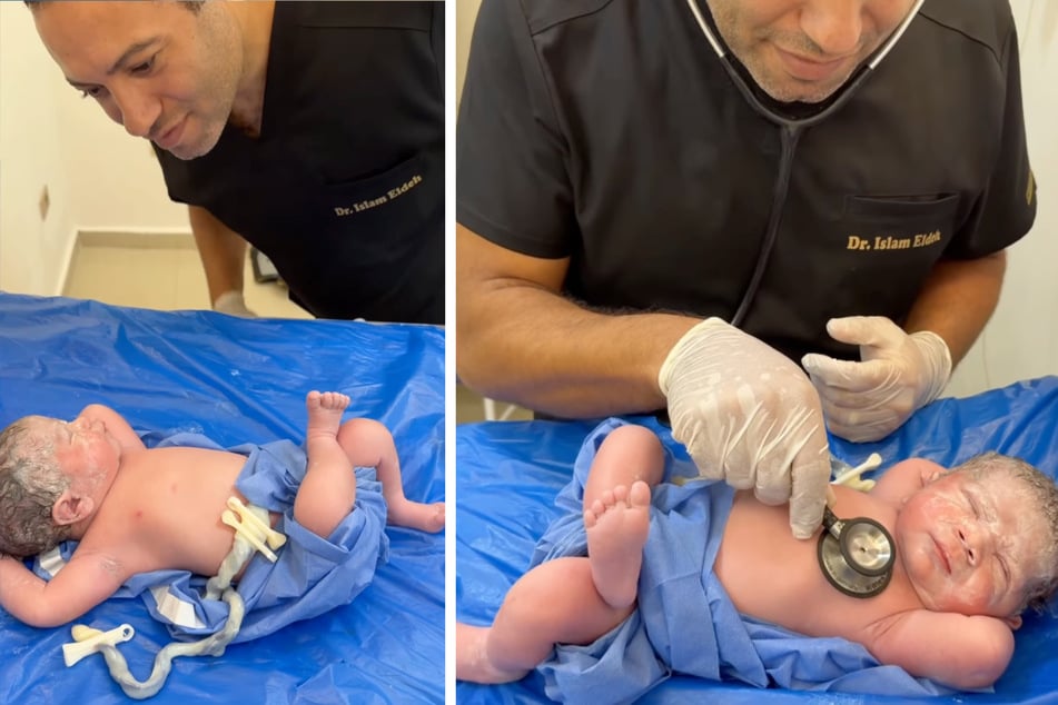 Dr. Islam Eldeh, Kinderarzt und Spezialist für Neonatologie, kümmerte sich nach der Geburt um das Baby und führte die erste Untersuchung durch.