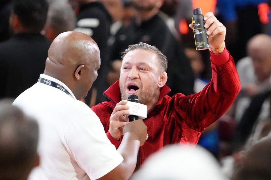 McGregor was invited to Game 4 of the NBA Finals to promote a pain-relief spray.