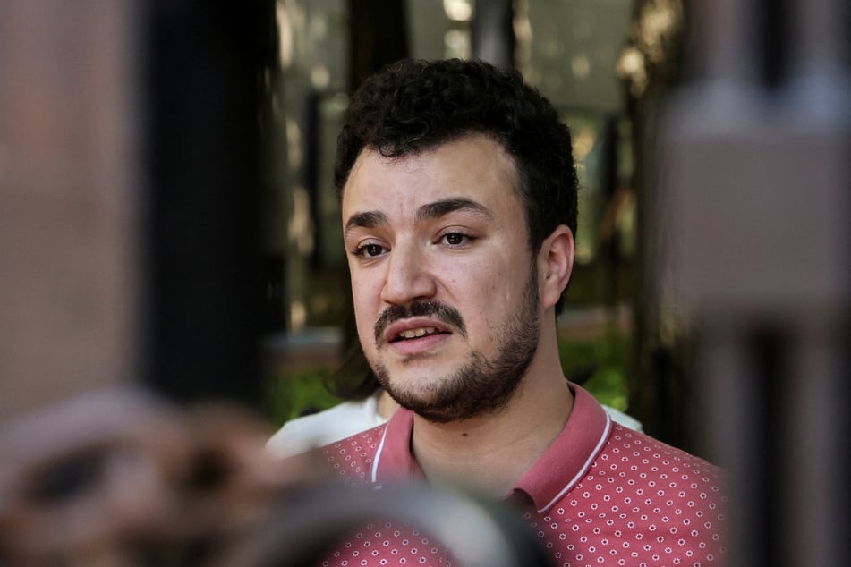 Mahmoud Khalil speaks to members of the media about the Revolt for Rafah encampment at Columbia University in New York City on June 1, 2024.