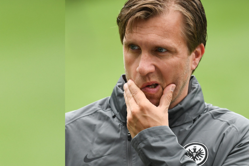 Eintracht Frankfurts neuer Sportvorstand Markus Krösche (40) ist mit dem aktuellen Kader der SGE durchaus zufrieden.