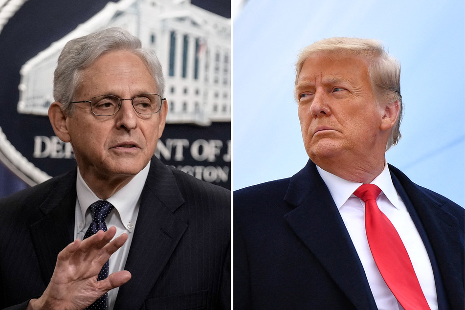 Attorney General Merrick Garland (l.) has appointed former prosecutor Jim Smith to oversee two probes investigating former president Donald Trump (r.).