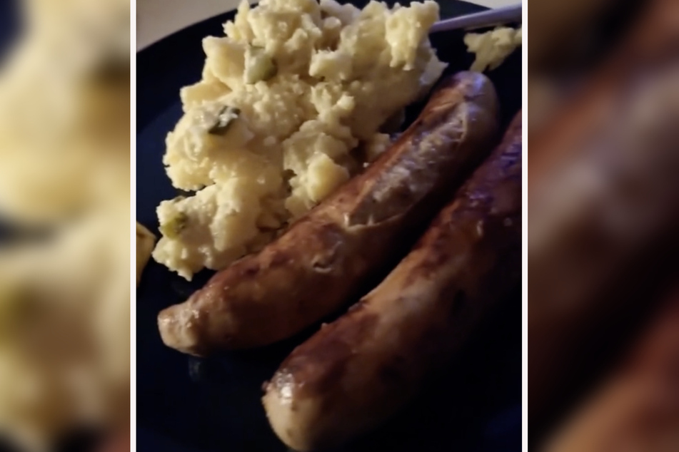 Klassiker an Heiligabend - auch bei Markus: Kartoffelsalat und Würstchen - in diesem Fall Rostbratwurst.