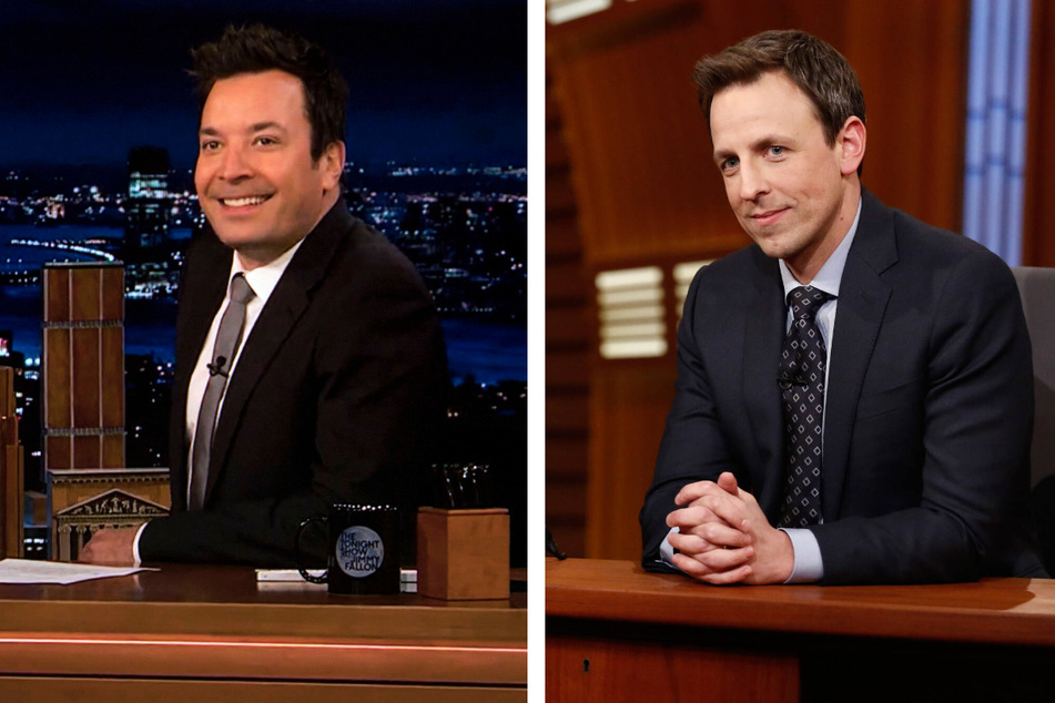 Jimmy Fallon (l.) and Seth Meyer both reveled they tested positive for Covid-19 within a day of each other.