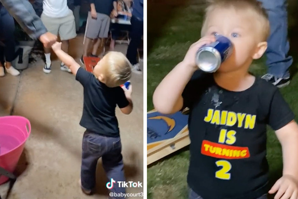 Jaidyn enjoyed his birthday soda before embarking on a mission to fist bump as many people as he could.