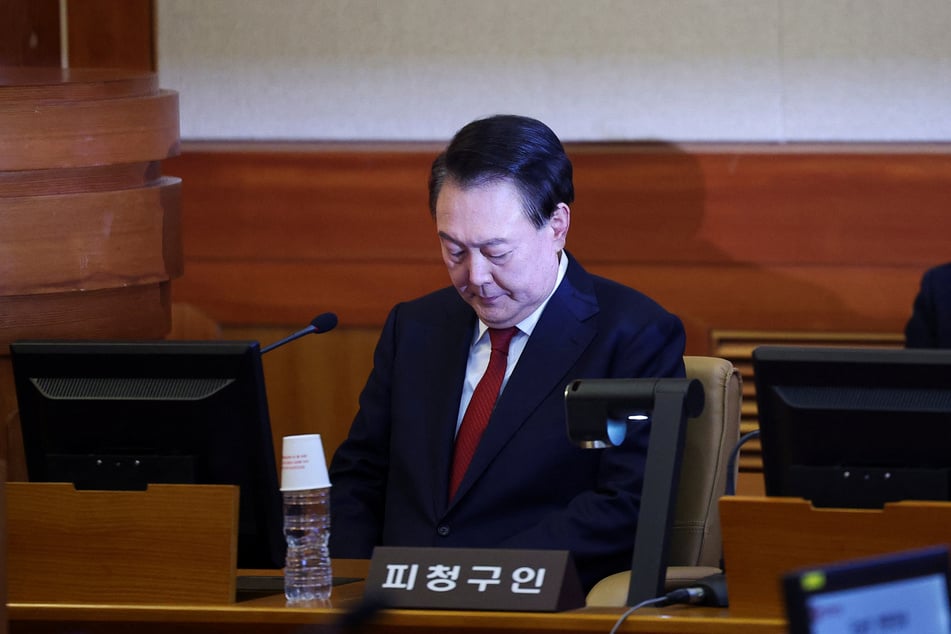 Yoon Suk Yeol attends his impeachment trial at the Constitutional Court in Seoul on January 21, 2025.