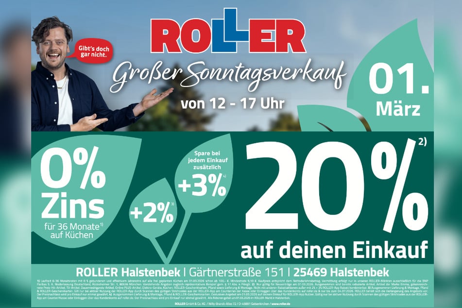 Der verkaufsoffene Sonntag (1.3.) bei ROLLER in Hamburg Halstenbek steigt von 12 bis 17 Uhr.