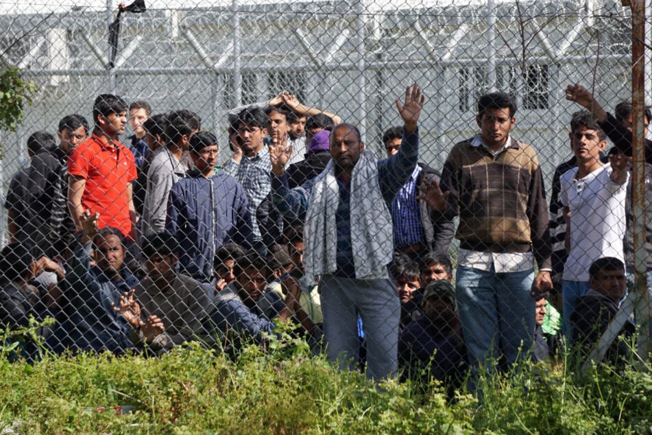 Flüchtlinge in einem Erstaufnahmelager auf der griechischen Insel Lesbos.
