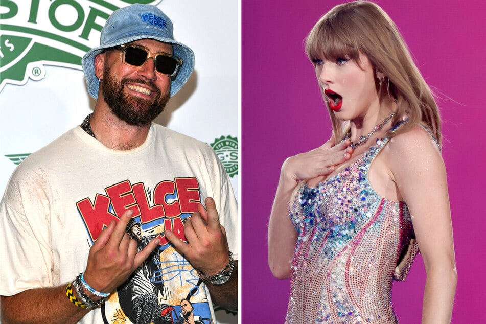 Travis Kelce (l.) named his top Taylor Swift songs and revealed his favorite part of The Eras Tour as he led the Kelce Jam music festival in Kansas City.