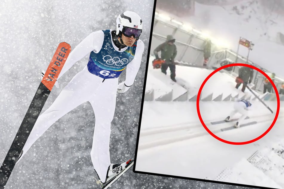 Schock-Moment bei Olympia! Springer kollidiert im Anlauf mit Laubbläser