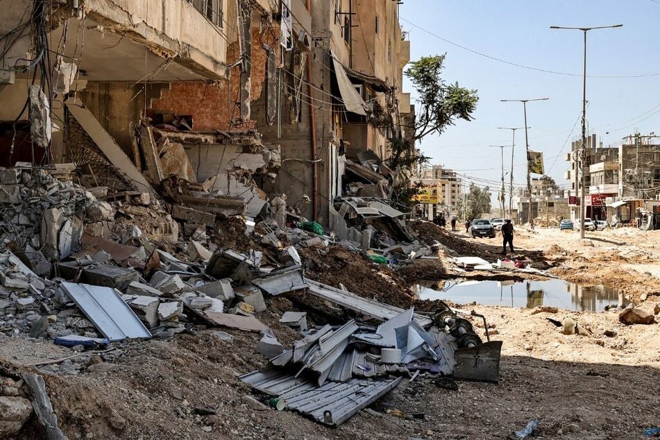 Heavily-damaged buildings are pictured after an Israeli army raid at the Nur Shams camp for Palestinian refugees, near Tulkarm in the north of the occupied West Bank.