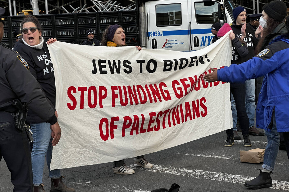 New York police arrest Jewish activists demonstrating against Biden's continued support for Israel's assault on Gaza.