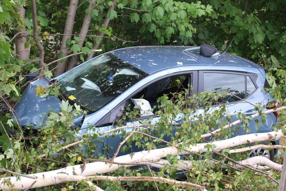 Der Hyundai der 48-jährigen Autofahrerin landete im Straßengraben, nachdem der Unfallverursacher hineingerast war.