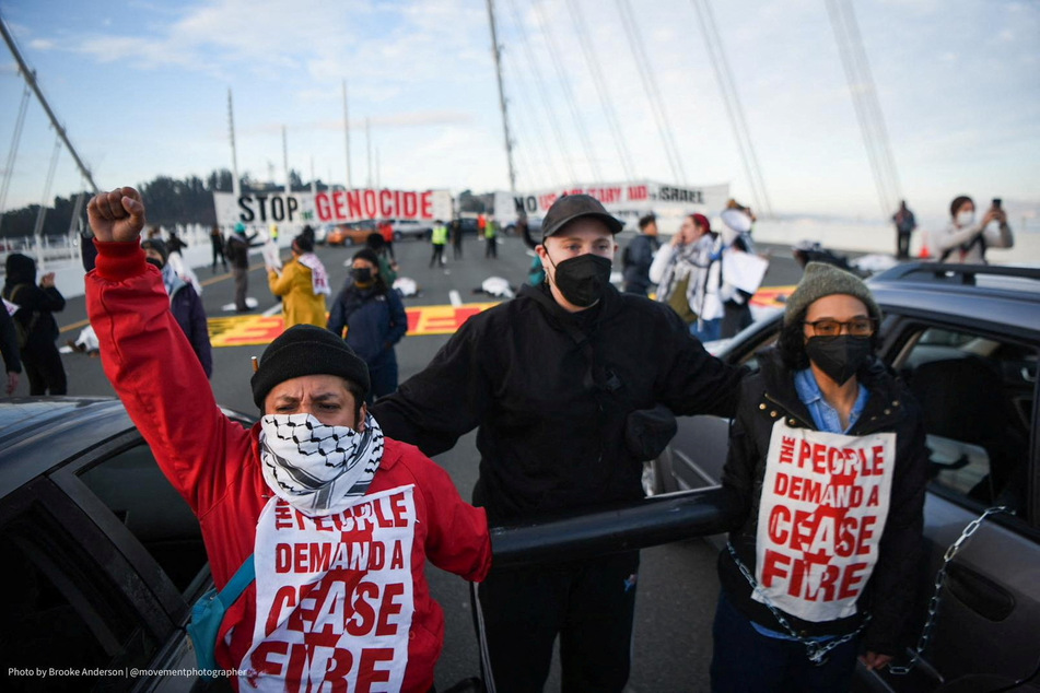 Dozens of people were arrested after shutting down San Francisco's Bay Bridge in support of a ceasefire in Gaza and Palestinian liberation.