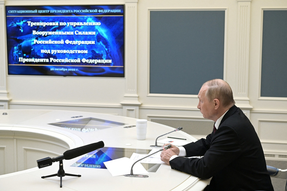 Vladimir Putin looked on via video as exercises were held by Russia's strategic nuclear forces on Wednesday.
