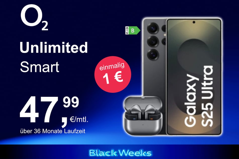 Das Samsung Galaxy S25 Ultra + Buds 3 Pro im o2 Mobile Unlimited Smart für einmalig 1 Euro.
