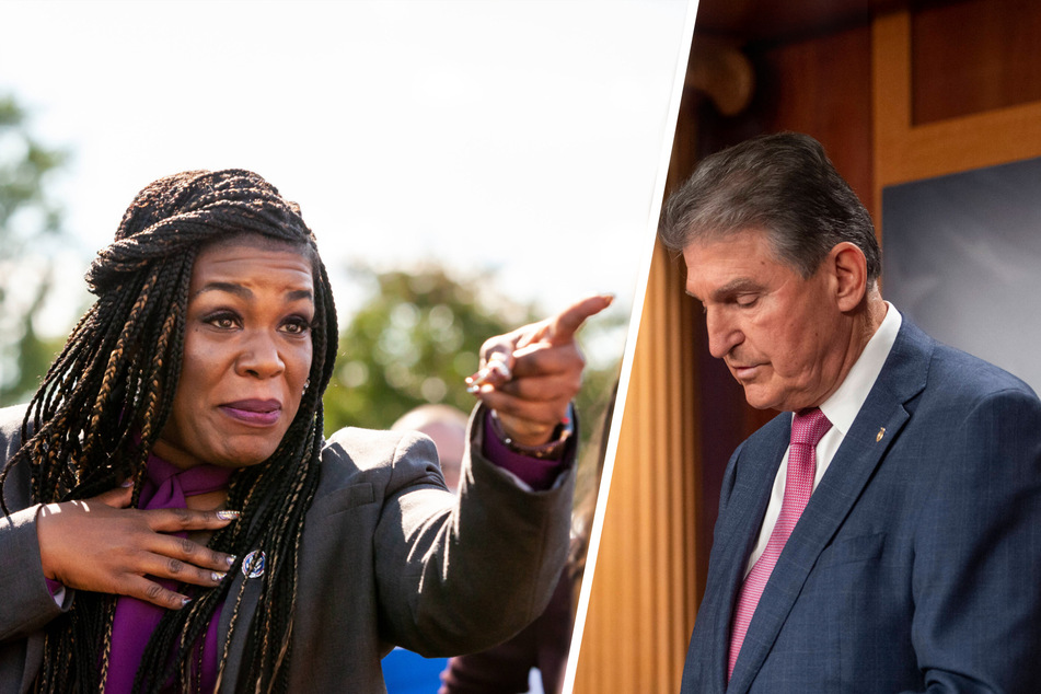 Missouri Rep. Cori Bush (l.) has called Manchin's opposition to the BBB "anti-Black."