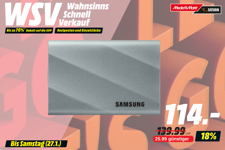 Samsung-Festplatte für 114 statt 139,99 Euro.