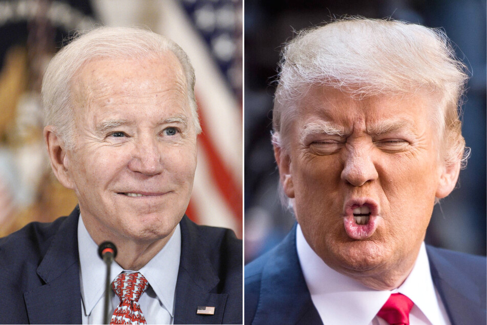 Former President Donald Trump (r.) took to Truth Social to shame current US President Joe Biden for not attending the coronation of King Charles III.