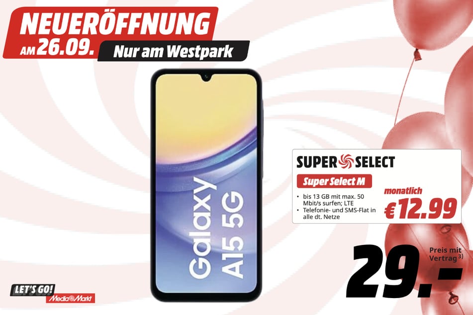 Samsung Galaxy A15 für 29 Euro im Tarif.