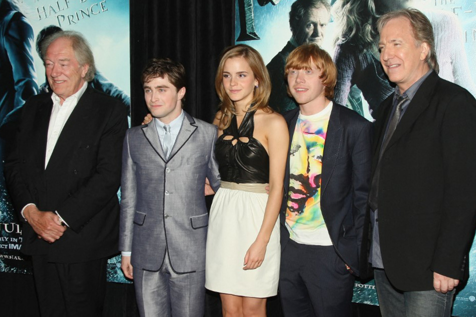 Die "Harry Potter"-Stars (v.l.n.r.) Michael Gambon (†82), Daniel Radcliffe (34), Emma Watson (33), Rupert Grint (35) und Alan Rickman (†69). (Archivbild)