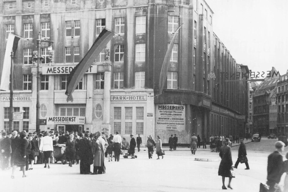 Das Messetreiben lebte nach dem Zweiten Weltkrieg wieder auf, wie bei der Leipziger Herbstmesse im Jahr 1948.
