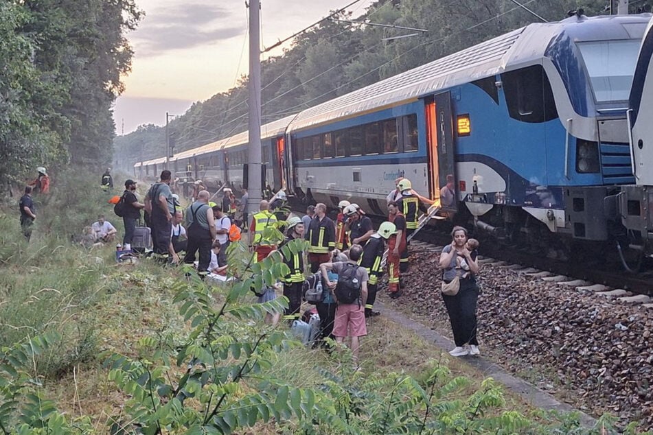 Endlich draußen: Die Türen ließen sich im Zug nicht öffnen.