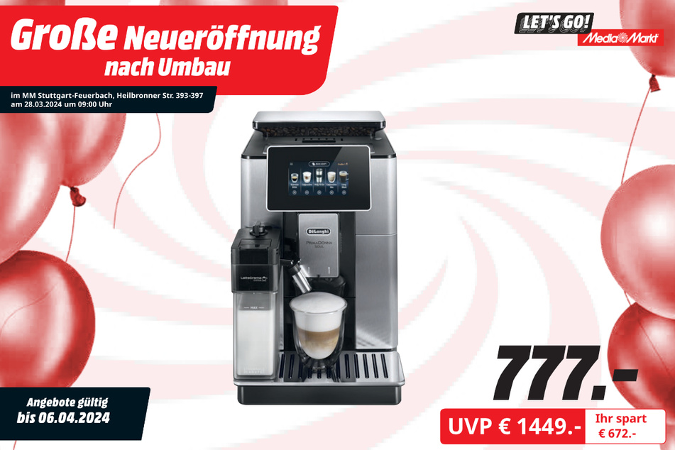DeLonghi-Kaffeevollautomat für 777 Euro.