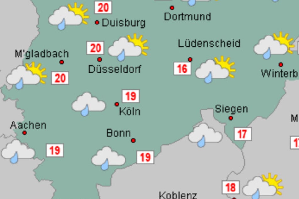 Verbreitet fällt am Montag im südlichen NRW, darunter auch im Raum Köln, Regen. Ein goldener Oktober sieht anders aus.