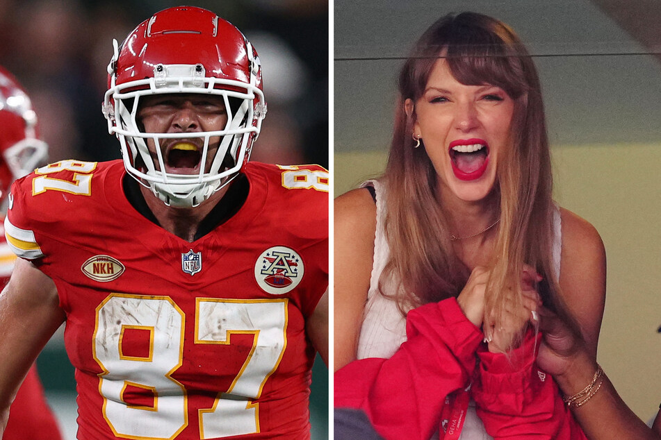 The NFL has used the viral gossip around Taylor Swift (r.) and Travis Kelce's alleged romance to promote their games.