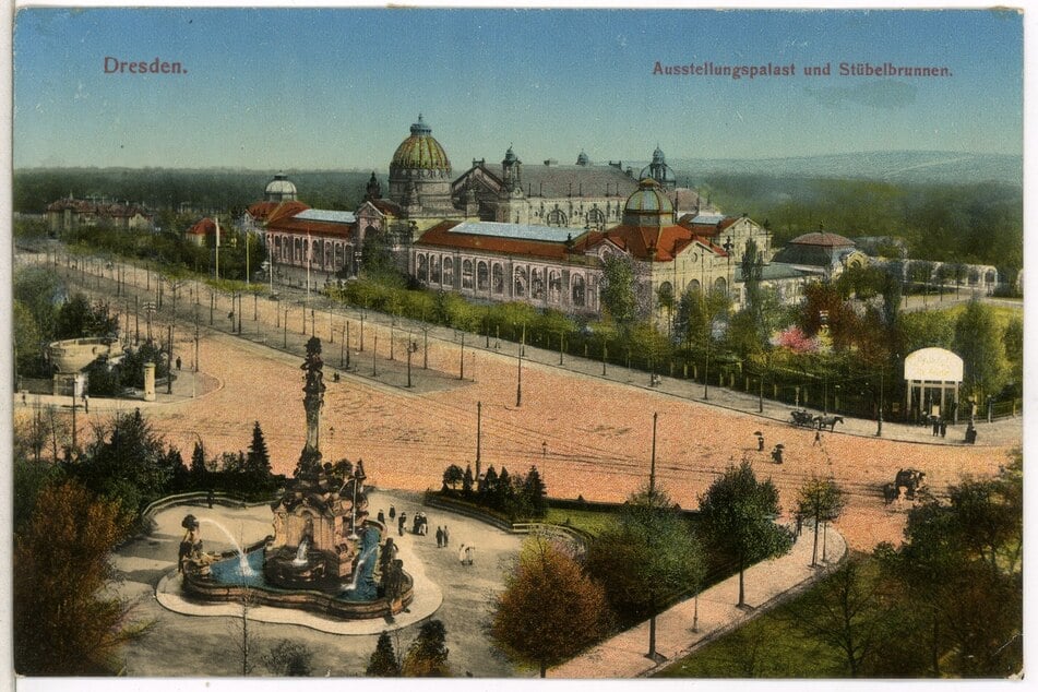 Das historische Ausstellungsgelände am Großen Garten, um 1911.