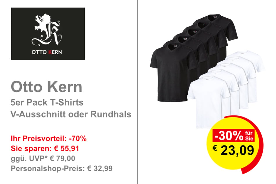 Otto Kern 5er Pack T-Shirts V-Ausschnitt oder Rundhals