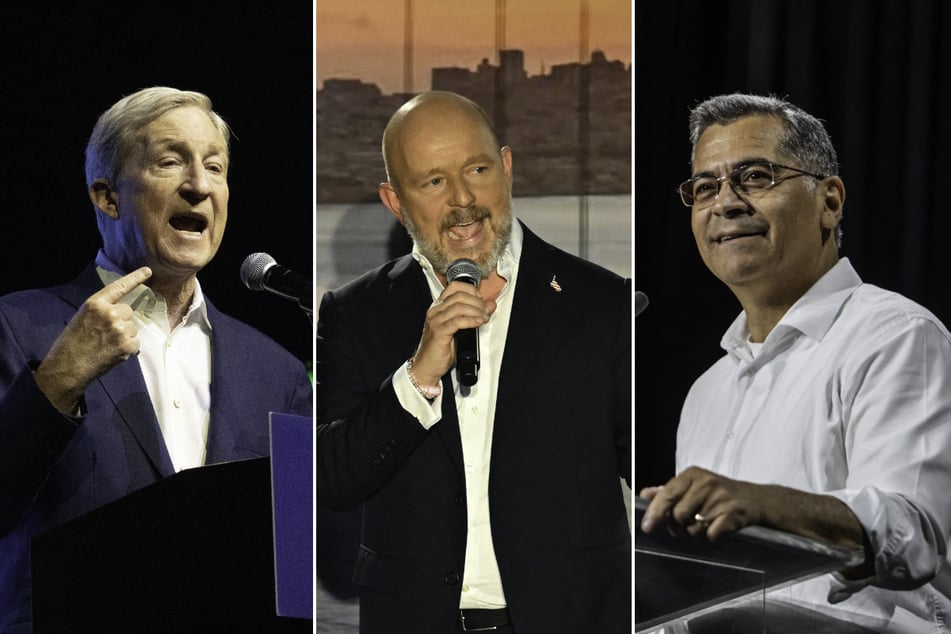 From l. to r.: Democrat Tom Steyer, Republican Steve Hilton, and Democrat Xavier Becerra are competing to reach the general election for governor of California.