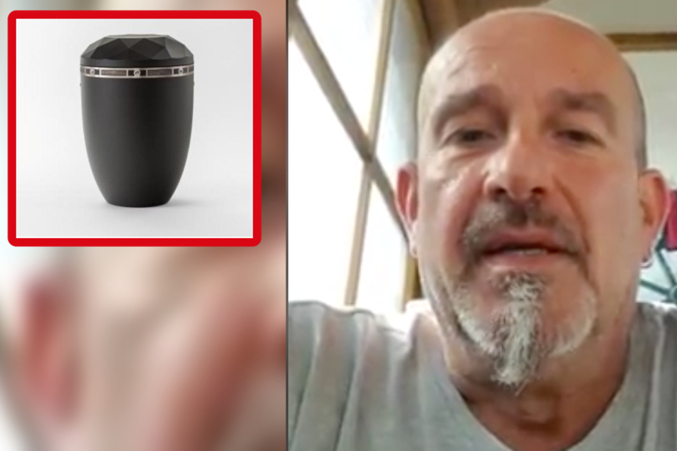 Robert Ellmann, der Sohn des Verstorbenen, meldete sich mit einer emotionalen Botschaft via Facebook. Oben links ist ein Bild der gestohlenen Urne zu sehen.