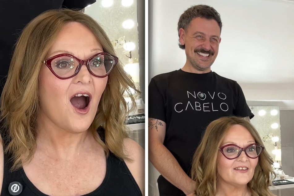 Mund weit aufgerissen, aber dafür volles Haar und Make-up: Caroline kann ihr Glück kaum fassen.