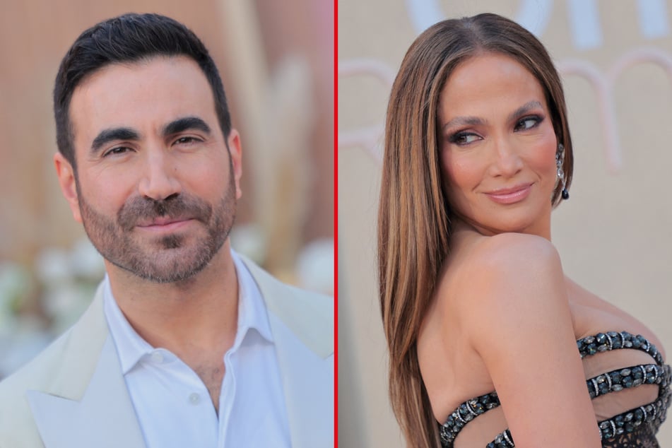Jennifer Lopez (r.) and Brett Goldstein were pressed about those pesky romance rumors as they continued to promote their new movie, Office Romance, on Tuesday.