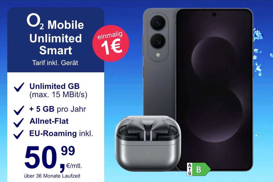 Das Samsung Galaxy S25 Edge + Buds 3 Pro im o2 Mobile Unlimited Smart für einmalig 1 Euro.