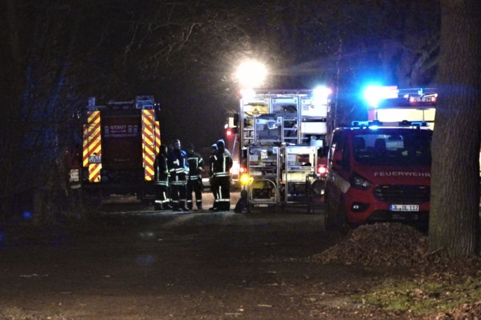 Die Feuerwehr ist in einem Waldgebiet bei Burg in Sachsen-Anhalt im Einsatz.