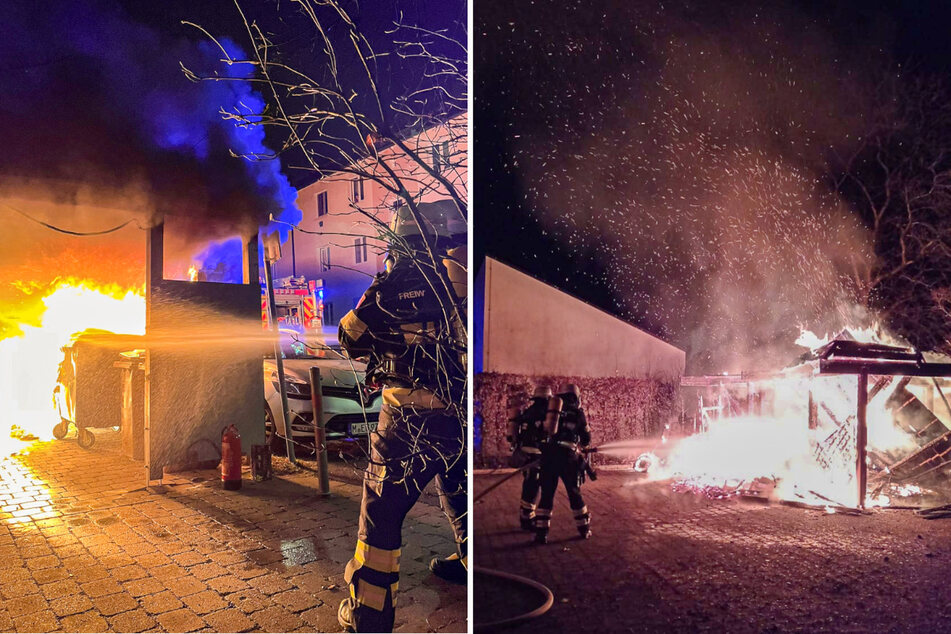 In der Parkstadt Solln forderte der Brand eines Müllcontainerhäuschens die Einsatzkräfte.