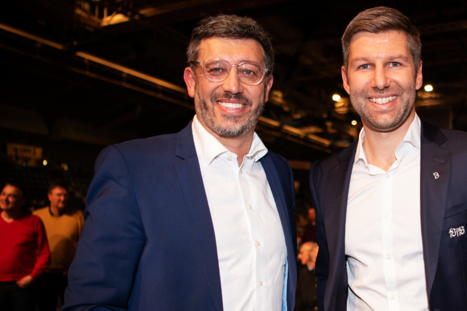 VfB-Präsident Claus Vogt (l., 51) und Vorstandsboss Thomas Hitzlsperger (39) müssen in Quarantäne.