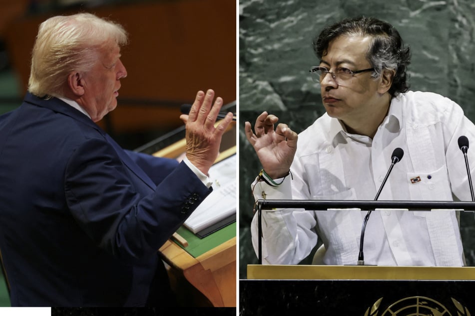 Colombian President Gustavo Petro (r.) told the UN General Assembly a "criminal process" should be launched against his US counterpart, Donald Trump.