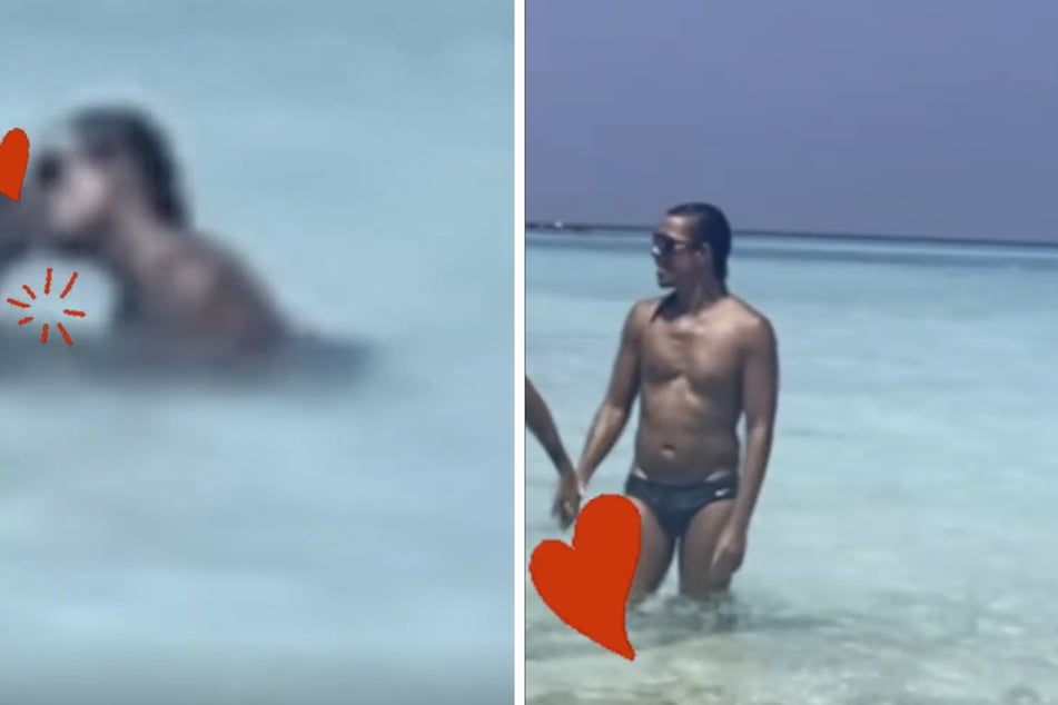 Links: Jorge González (54) knutsch im glasklaren Meer. Rechts: Der verliebte Kubaner hält mit seinem Valtentinstagsschatz Händchen.